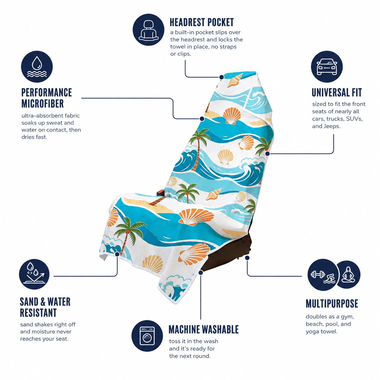 Kestrel™ Car Seat Cover Towel with Snaps