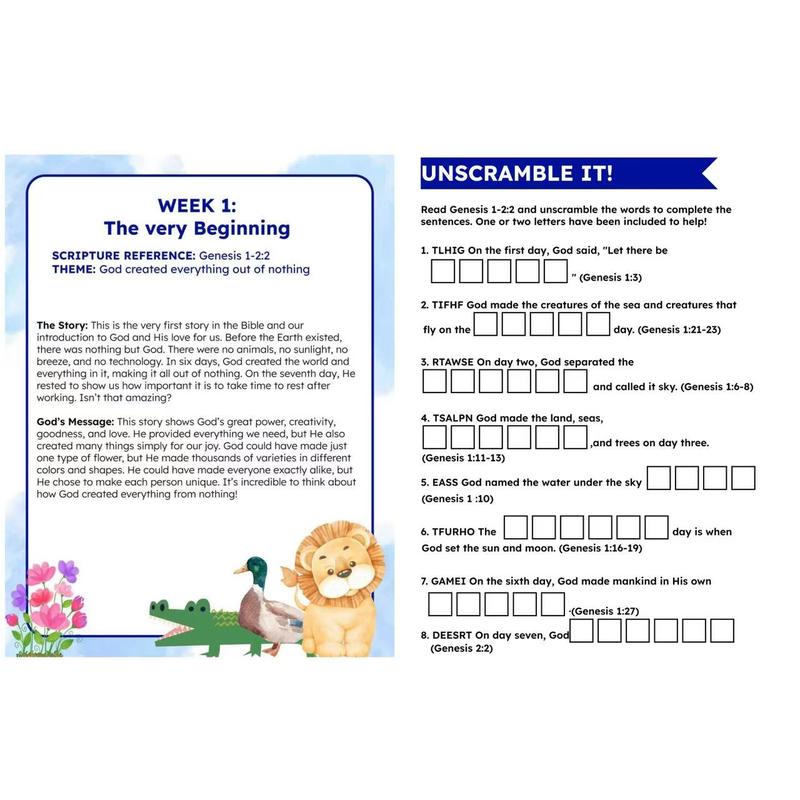 Bible Study Workbook for Kids